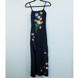 NASTY GAL| NWT Embroidered Column Maxi Slip Dress